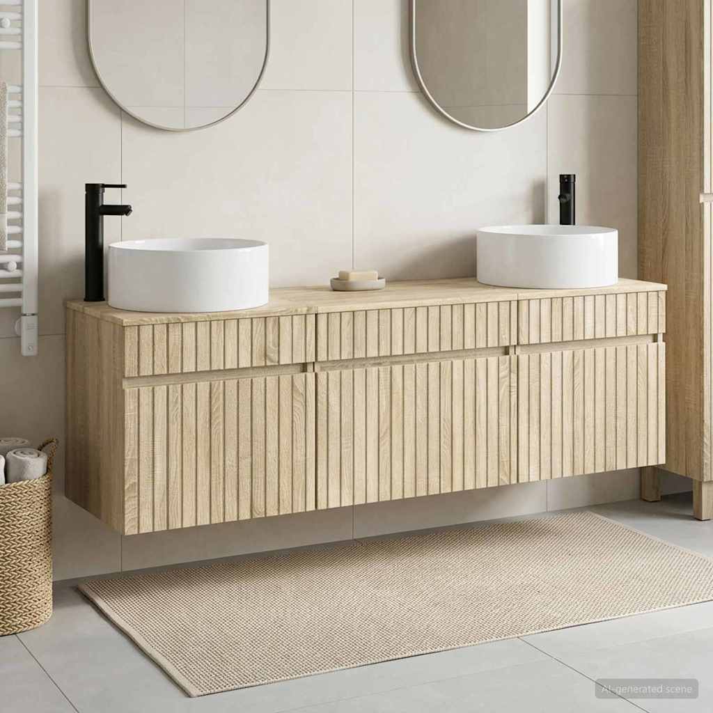 Badezimmerschrank-Set 3 stk. Sonoma-Eiche 49 x 44,5 x 65,5 cm