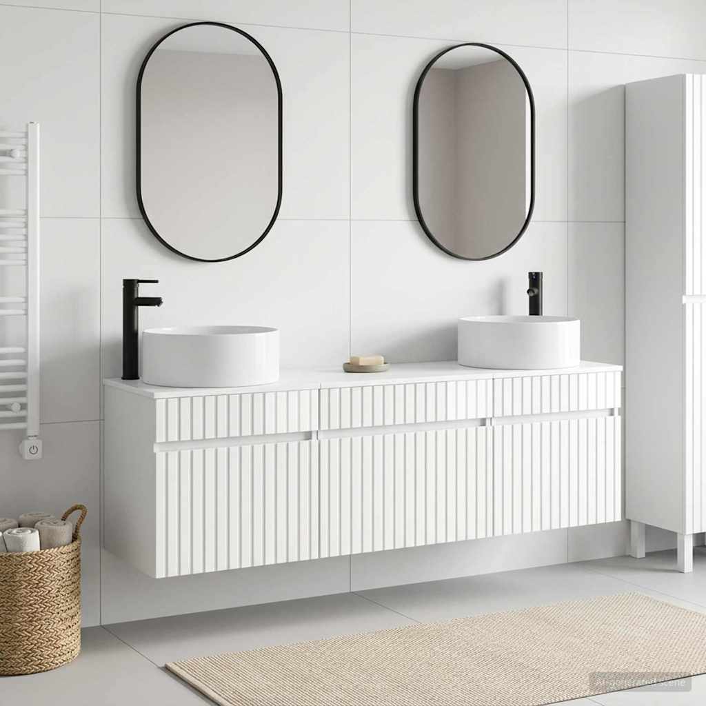 Badezimmerschrank-Set 3 stk. Hochglanz Weiß 49 x 44,5 x 65,5 cm