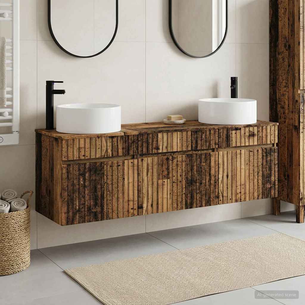 Badezimmerschrank-Set 3 stk. Altholz 49 x 44,5 x 65,5 cm
