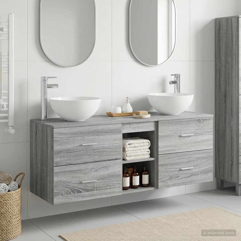 Badezimmerschrank-Set 3 stk. Grau Sonoma 49,5 x 35 x 63 cm