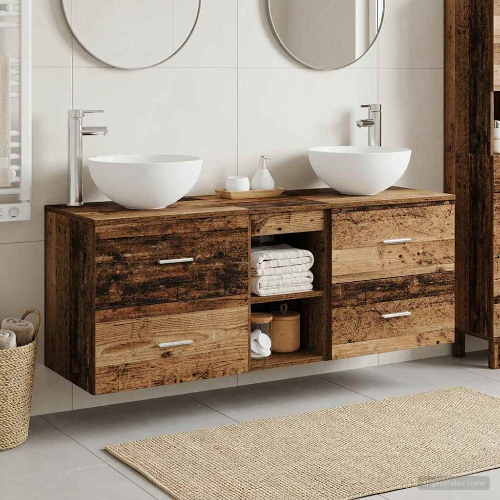 Badezimmerschrank-Set 3 stk. Altholz 49,5 x 35 x 63 cm