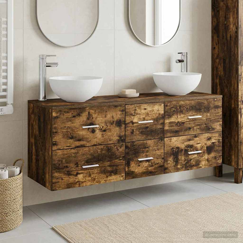 Badezimmerschrank-Set 3 stk. Geräucherte Eiche