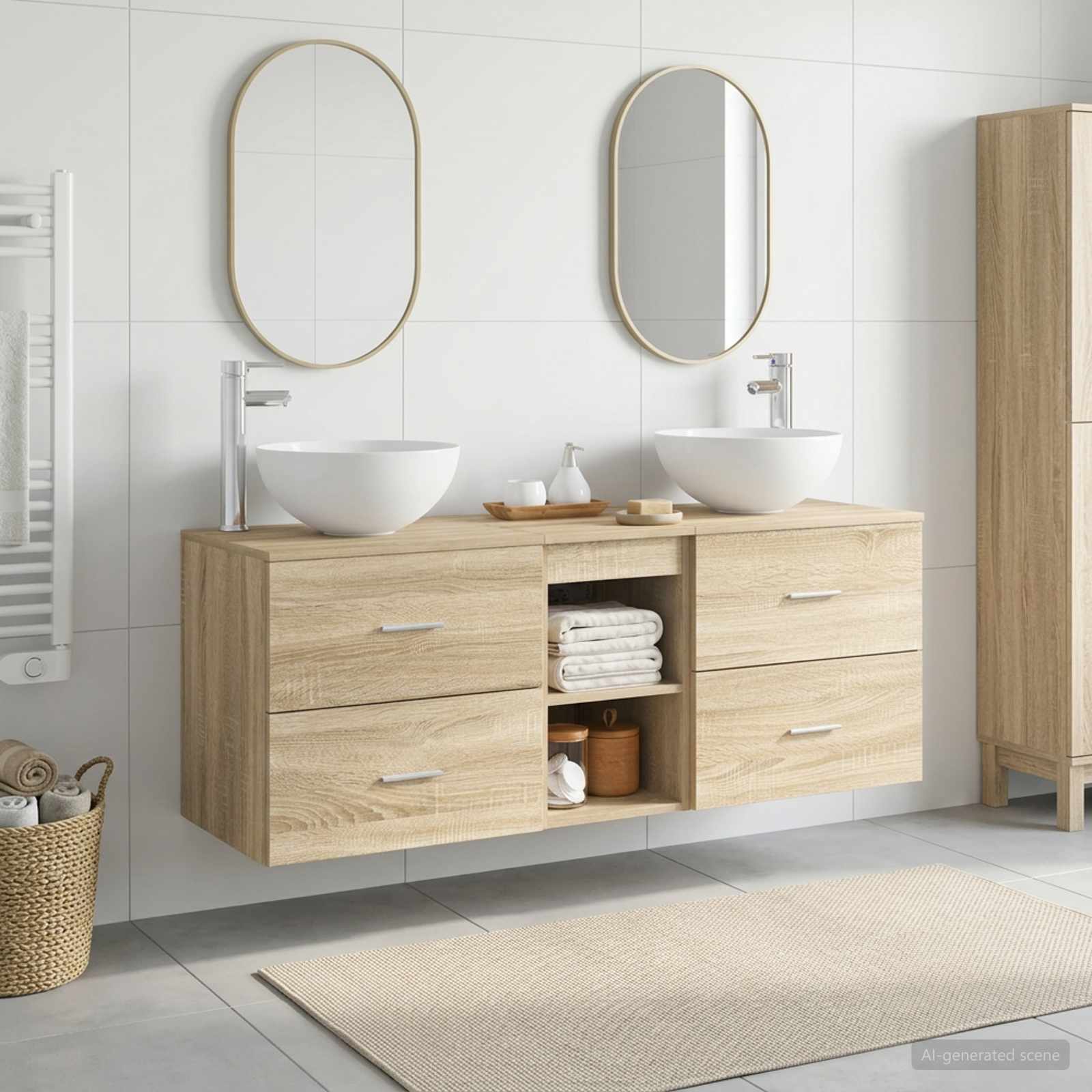 Badezimmerschrank-Set 3 stk. Sonoma-Eiche 49,5 x 41 x 64,5 cm