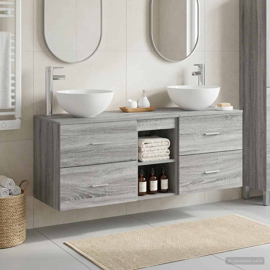 Badezimmerschrank-Set 3 stk. Grau Sonoma 49,5 x 41 x 64,5 cm