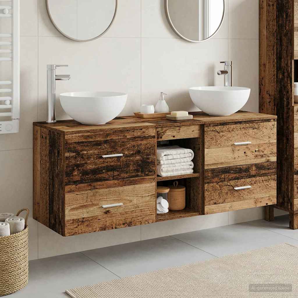 Badezimmerschrank-Set 3 stk. Altholz 49,5 x 41 x 64,5 cm