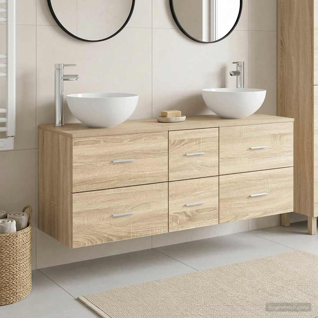 Badezimmerschrank-Set 3 stk. Sonoma-Eiche 49,5 x 41 x 64,5 cm