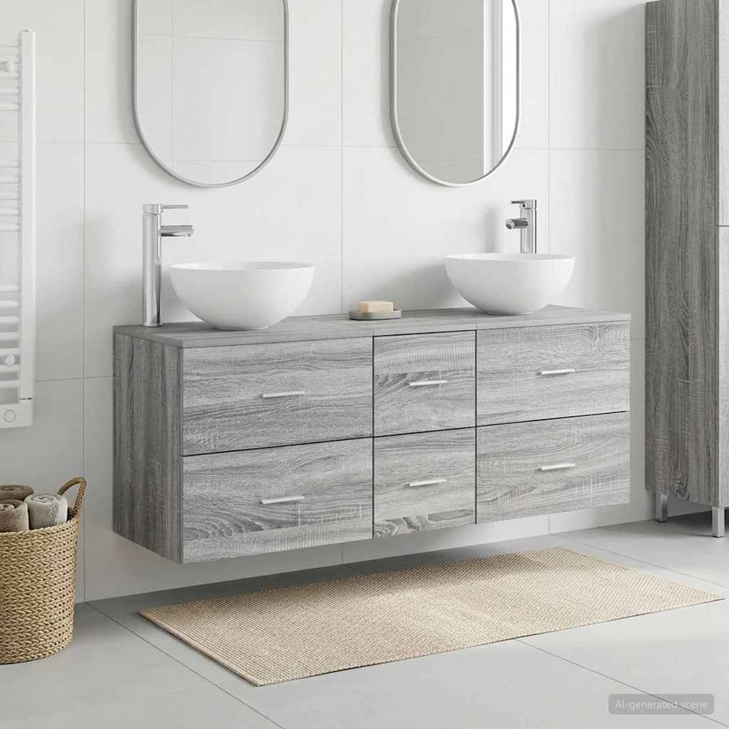 Badezimmerschrank-Set 3 stk. Grau Sonoma 49,5 x 41 x 64,5 cm