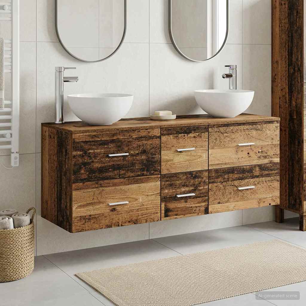Badezimmerschrank-Set 3 stk. Altholz 49,5 x 41 x 64,5 cm