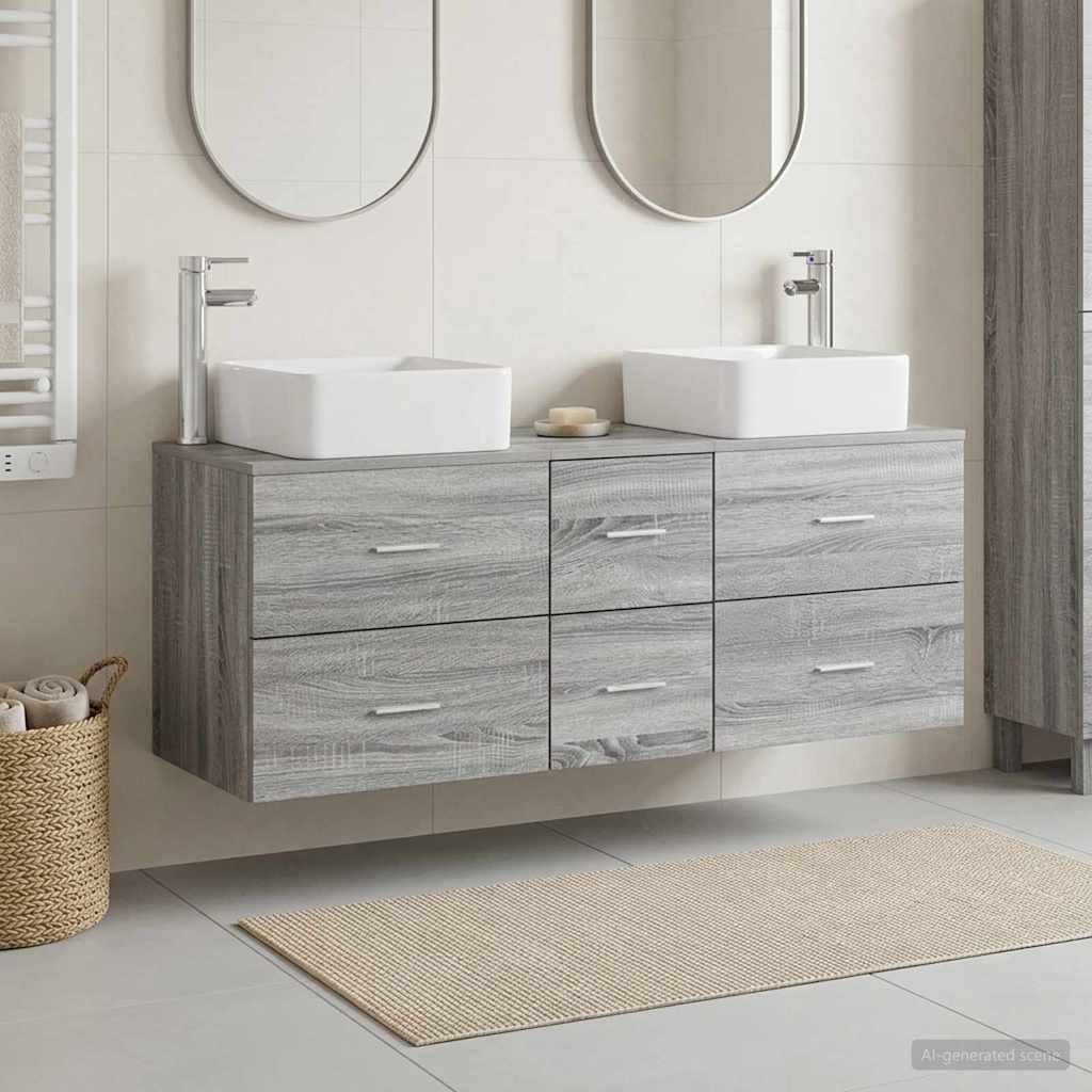 Badezimmerschrank-Set 3 stk. Grau Sonoma 49,5 x 41 x 63 cm