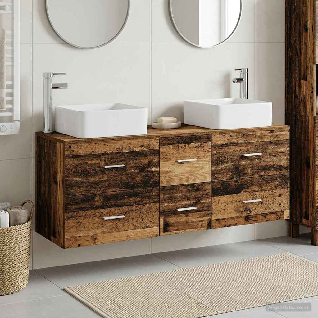 Badezimmerschrank-Set 3 stk. Altholz 49,5 x 41 x 63 cm
