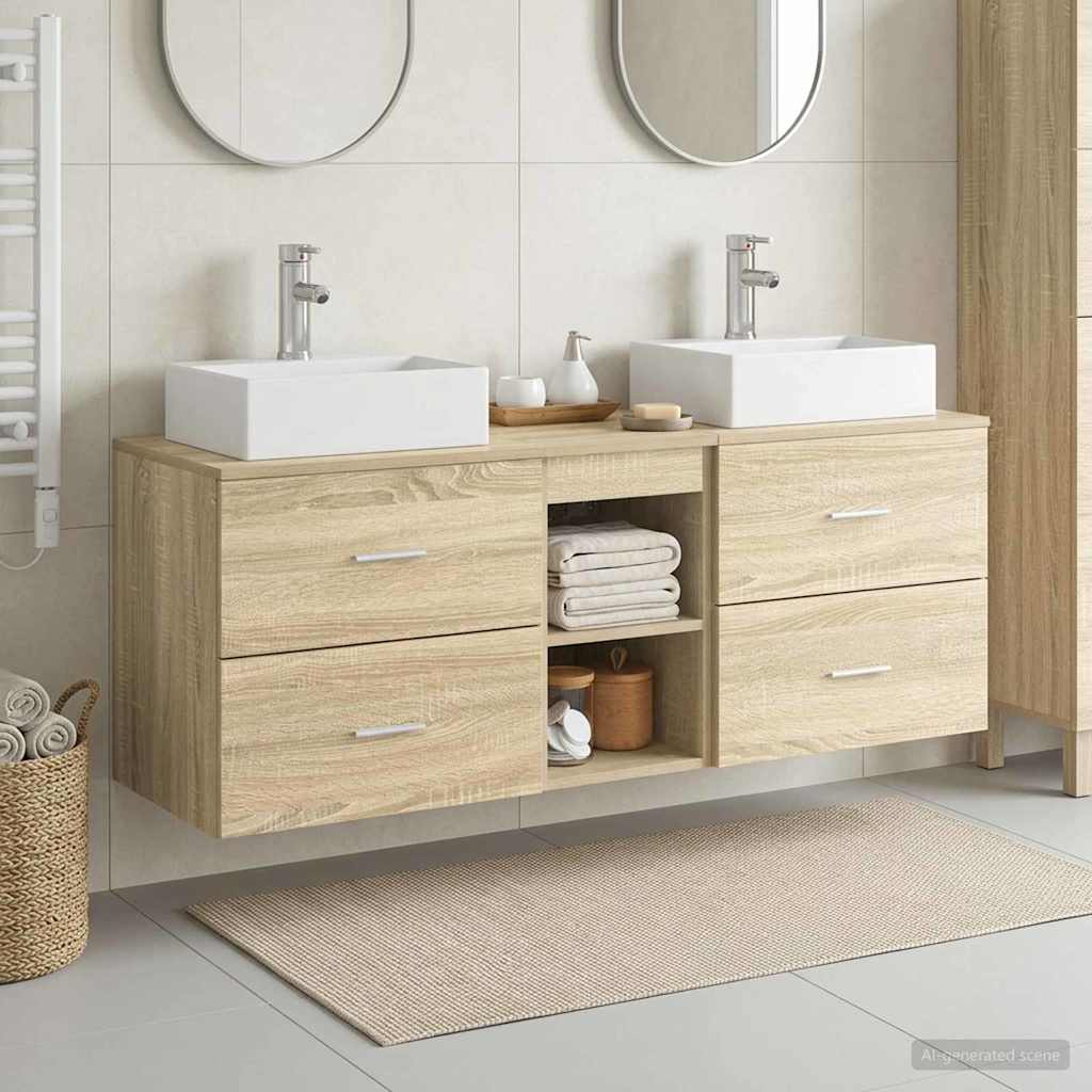Badezimmerschrank-Set 3 stk. Sonoma-Eiche 49,5 x 41 x 62,5 cm