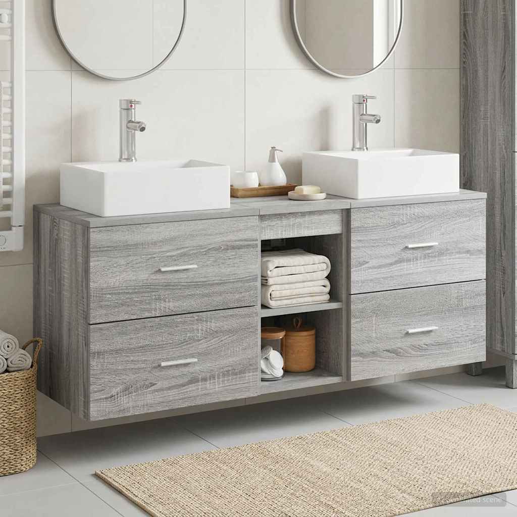 Badezimmerschrank-Set 3 stk. Grau Sonoma 49,5 x 41 x 62,5 cm