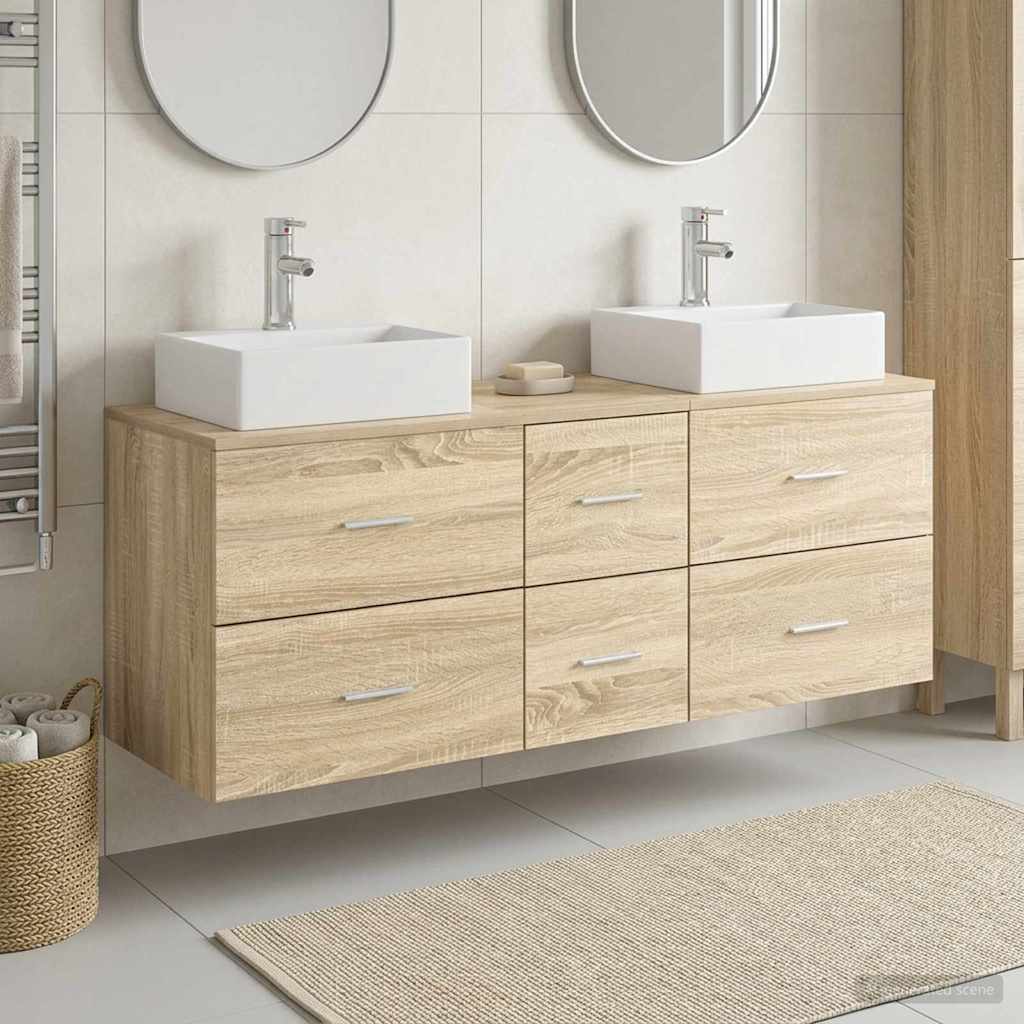 Badezimmerschrank-Set 3 stk. Sonoma-Eiche 49,5 x 41 x 62,5 cm