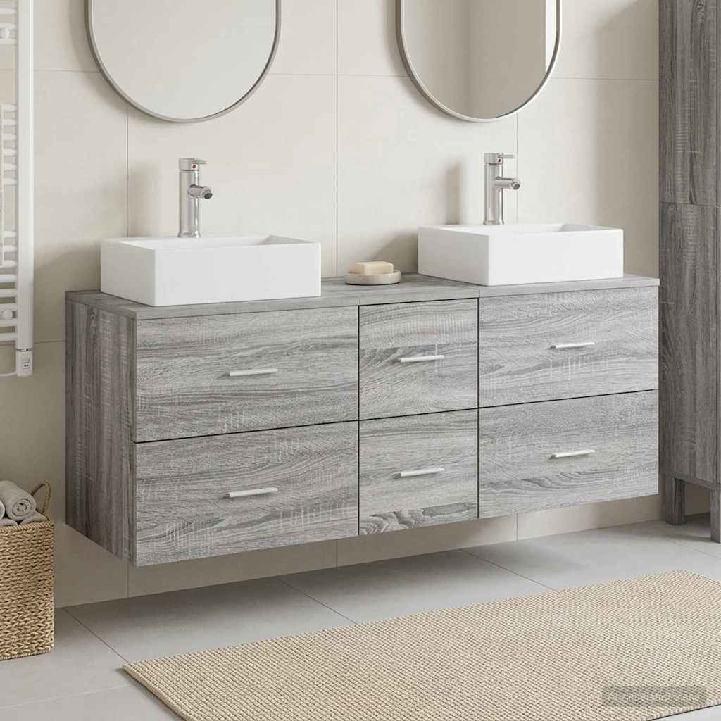 Badezimmerschrank-Set 3 stk. Grau Sonoma 49,5 x 41 x 62,5 cm