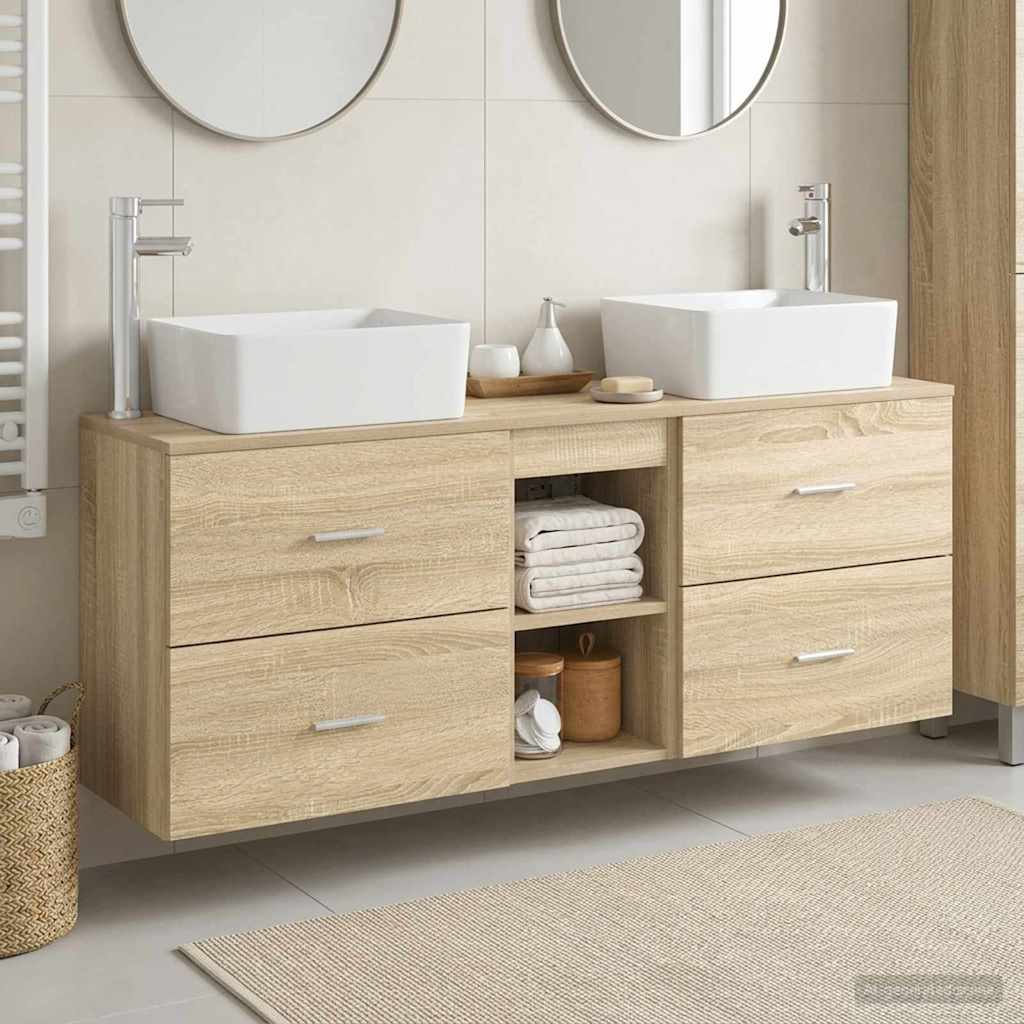 Badezimmerschrank-Set 3 stk. Sonoma-Eiche 53 x 34,5 x 63 cm