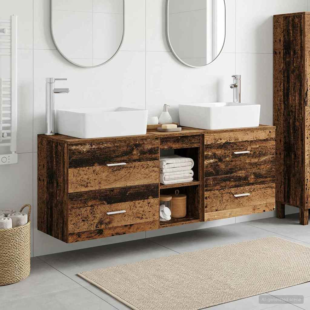 Badezimmerschrank-Set 3 stk. Altholz 53 x 34,5 x 63 cm