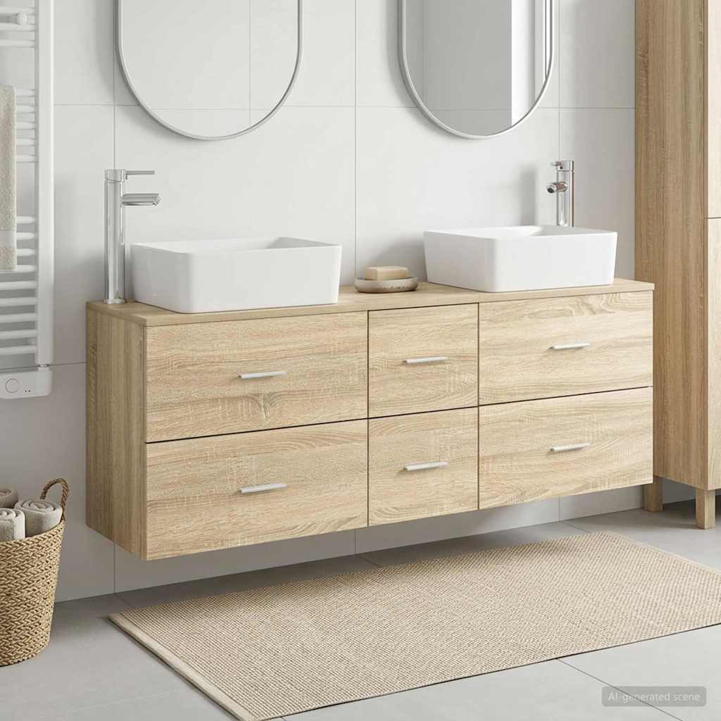 Badezimmerschrank-Set 3 stk. Sonoma-Eiche 53 x 34,5 x 63 cm