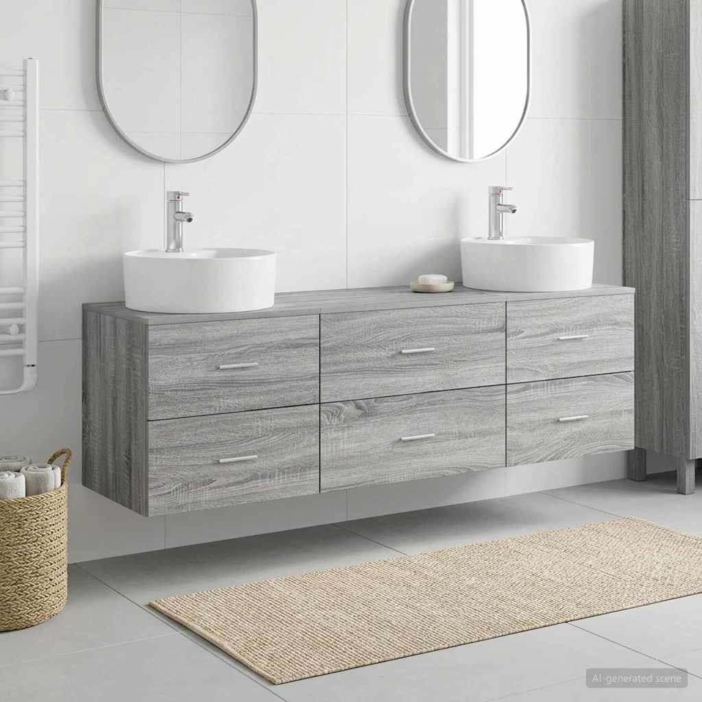 Badezimmerschrank-Set 3 stk. Grau Sonoma 62,5 x 44,5 x 50 cm