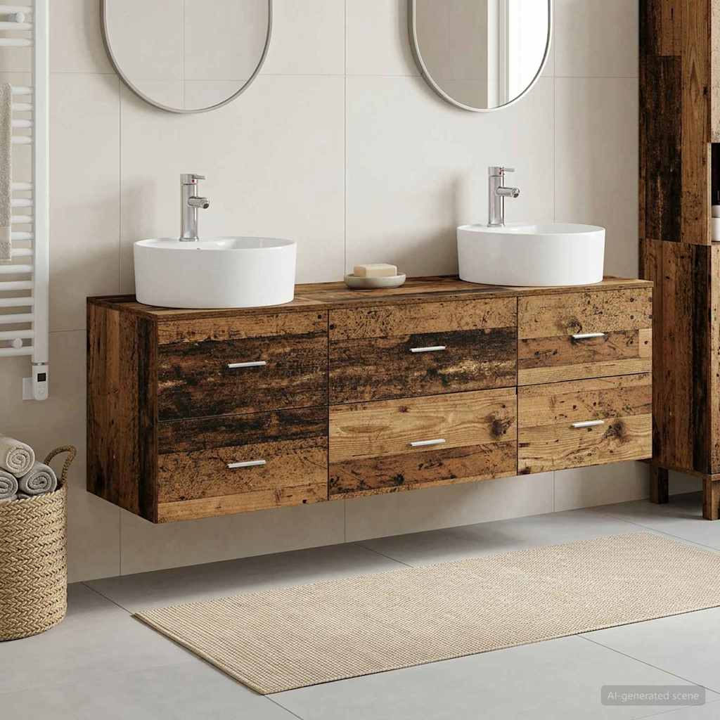 Badezimmerschrank-Set 3 stk. Altholz 62,5 x 44,5 x 50 cm