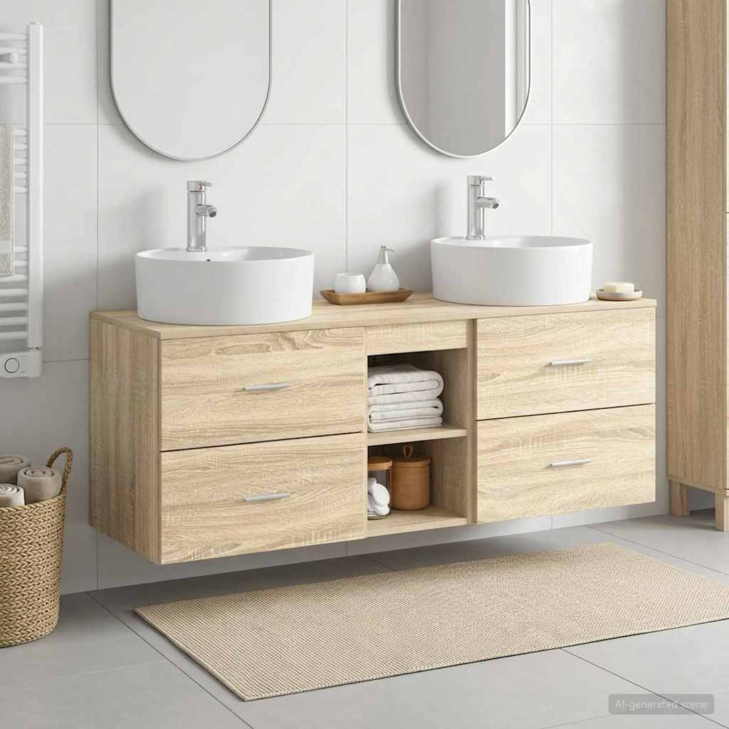 Badezimmerschrank-Set 3 stk. Sonoma-Eiche 49,5 x 44,5 x 65 cm