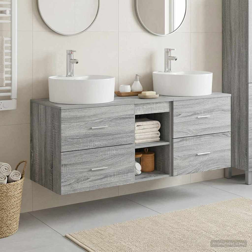Badezimmerschrank-Set 3 stk. Grau Sonoma 49,5 x 44,5 x 65 cm