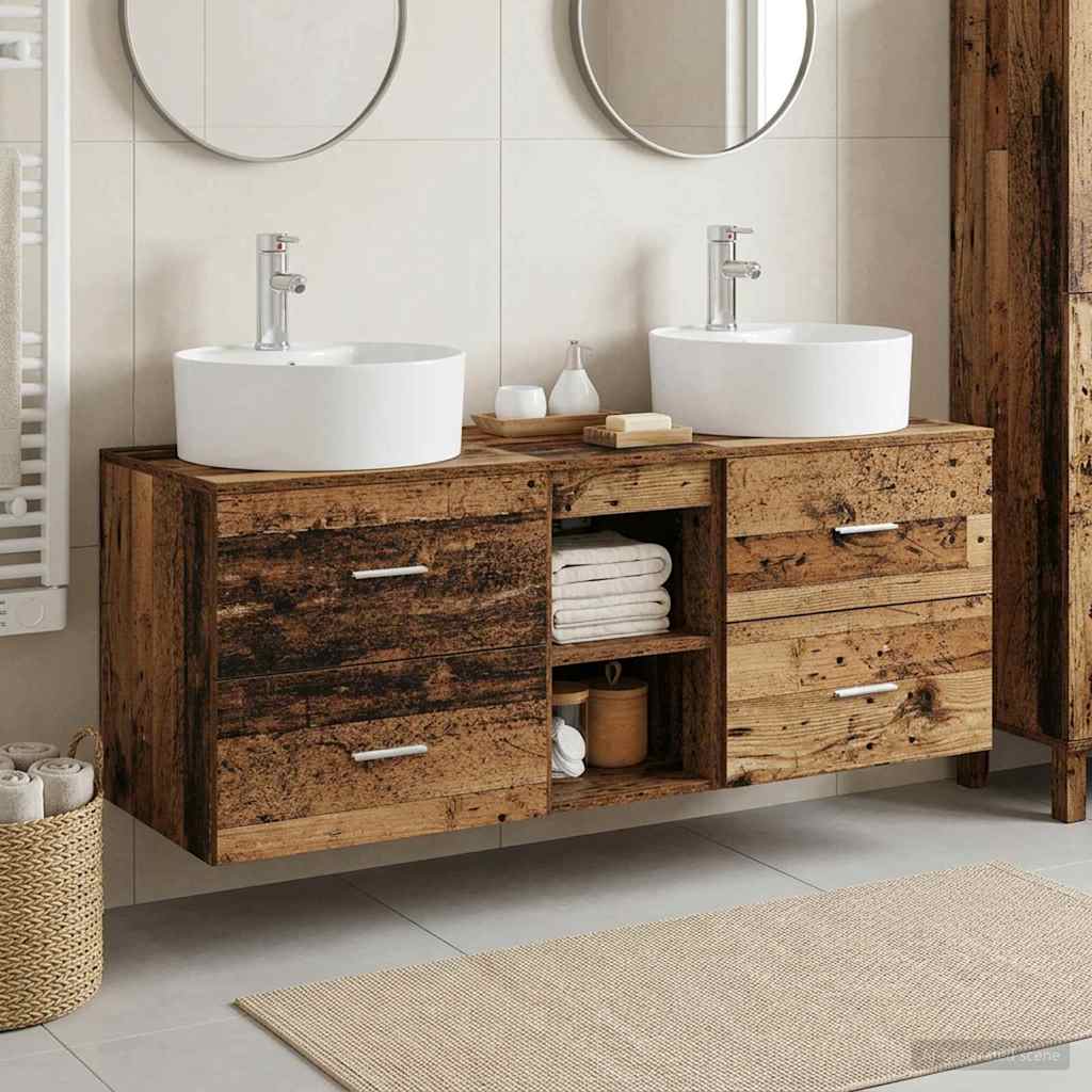 Badezimmerschrank-Set 3 stk. Altholz 49,5 x 44,5 x 65 cm