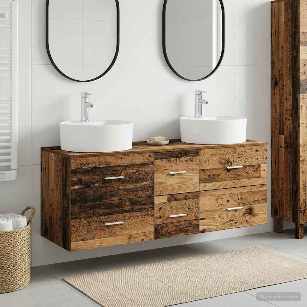 Badezimmermöbel-Set 3 stk. Altholz 49,5 x 44,5 x 65 cm