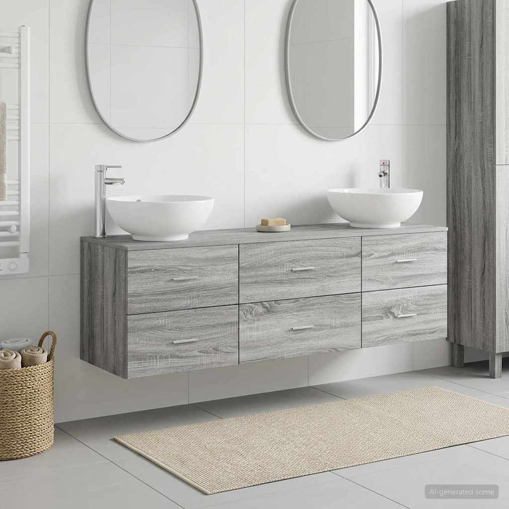 Badezimmermöbel-Set 3 stk. Grau Sonoma 49,5 x 44,5 x 65 cm