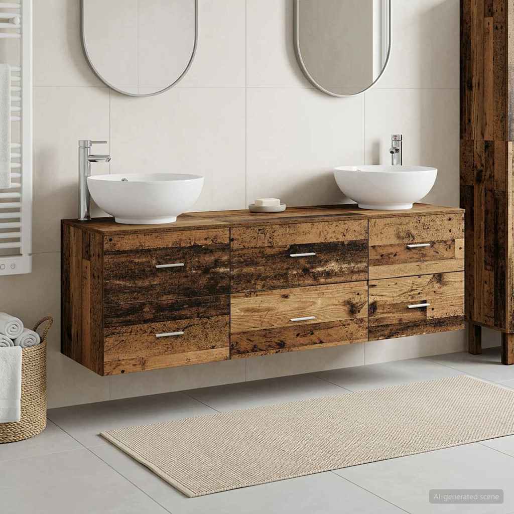 Badezimmermöbel-Set 3 stk. Altholz 49,5 x 44,5 x 65 cm