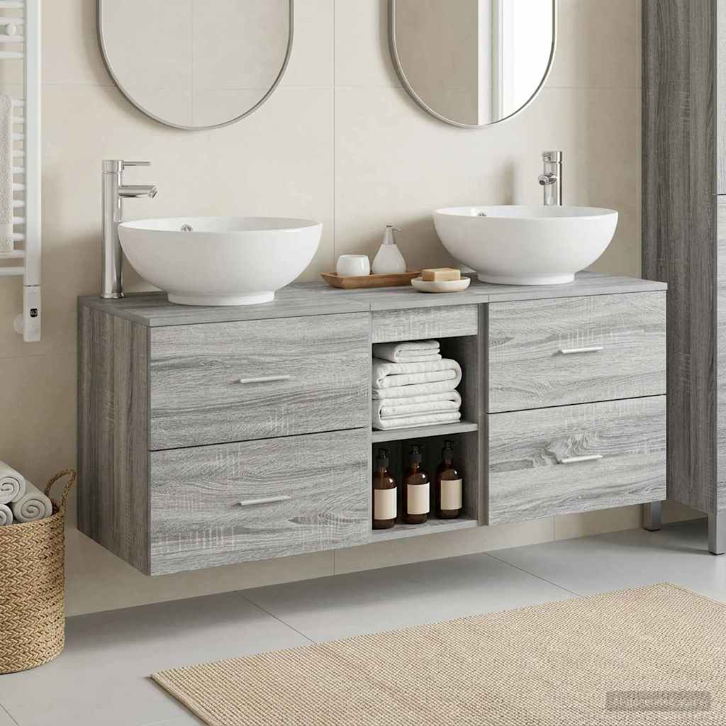 Badezimmermöbel-Set 3 stk. Grau Sonoma 49,5 x 44,5 x 65 cm