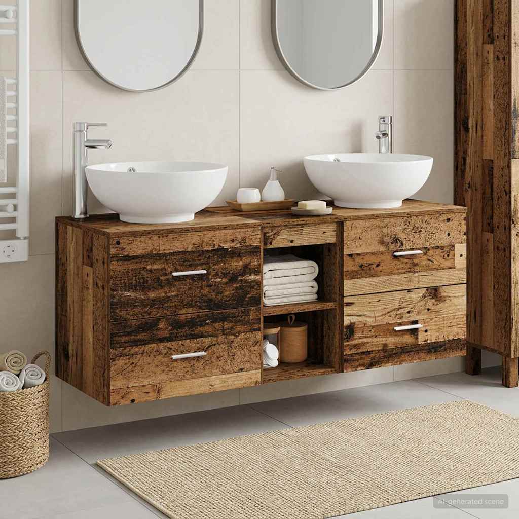 Badezimmermöbel-Set 3 stk. Altholz 49,5 x 44,5 x 65 cm