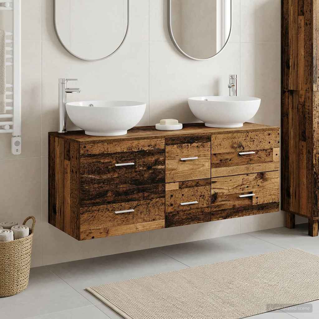 Badezimmermöbel-Set 3 stk. Altholz 49,5 x 44,5 x 65 cm