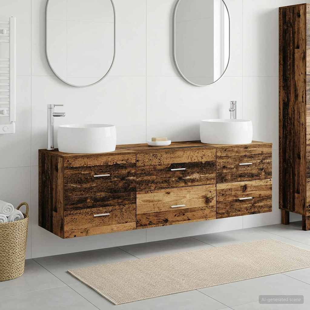 Badezimmermöbel-Set 3 stk. Altholz 49,5 x 44,5 x 66 cm