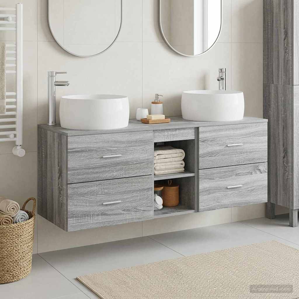 Badezimmermöbel-Set 3 stk. Grau Sonoma 49,5 x 44,5 x 66 cm
