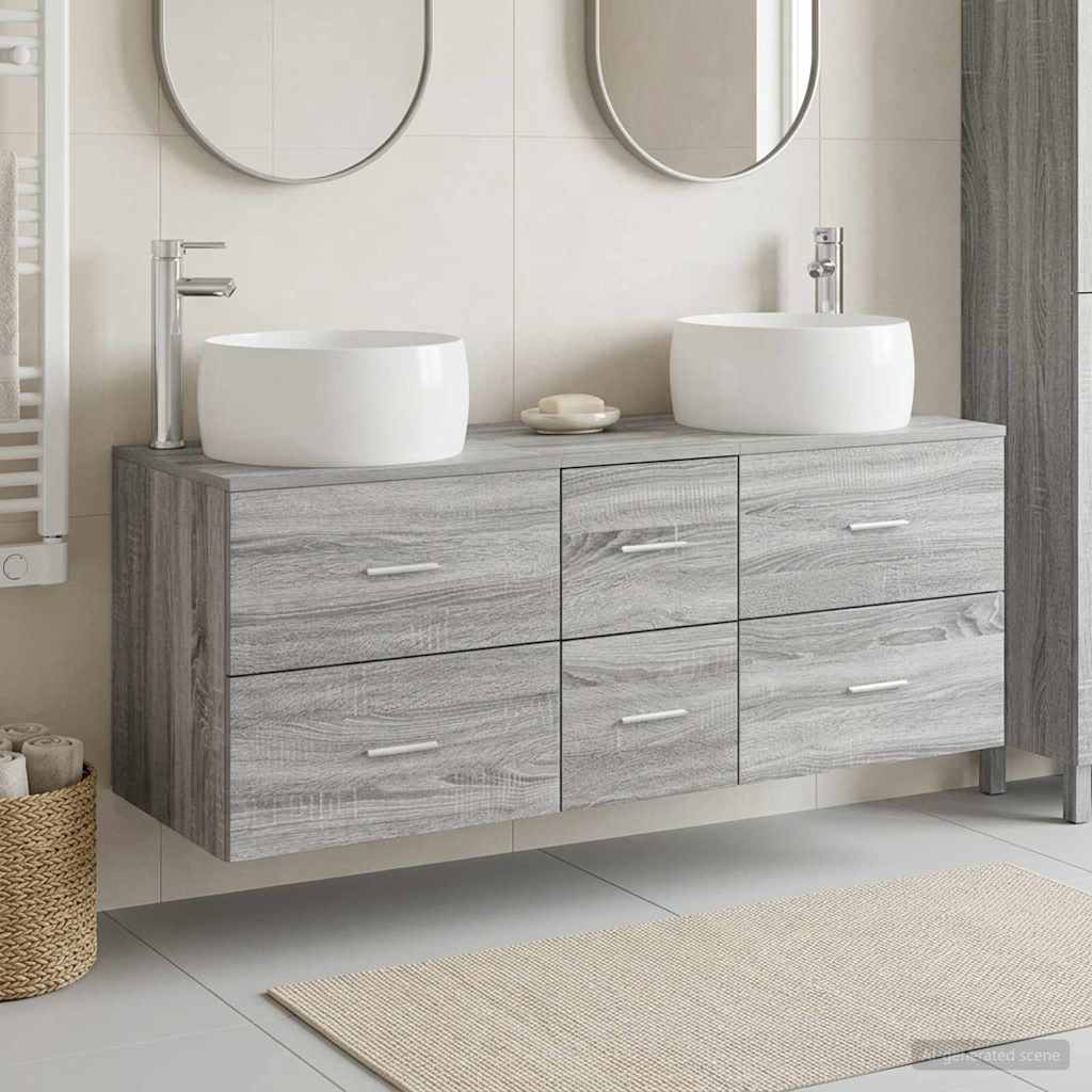 Badezimmermöbel-Set 3 stk. Grau Sonoma 49,5 x 44,5 x 66 cm