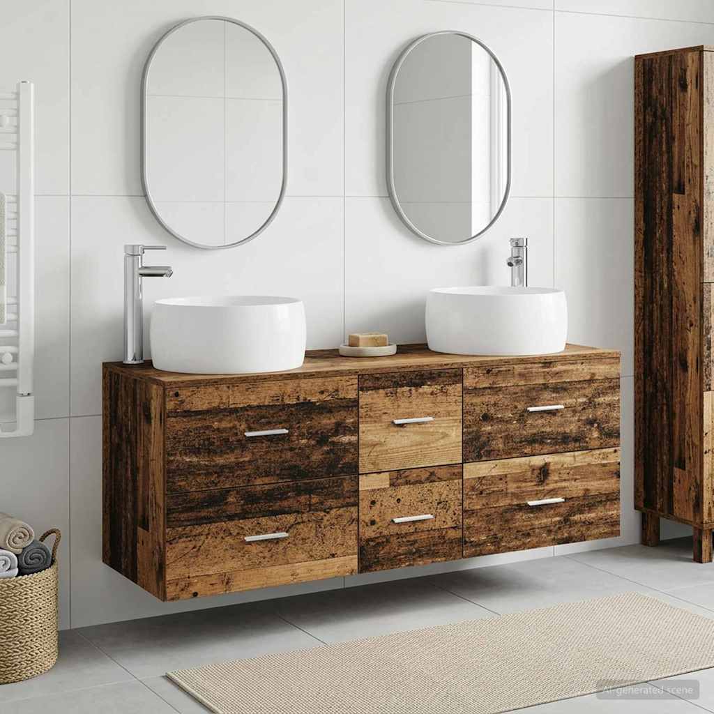 Badezimmermöbel-Set 3 stk. Altholz 49,5 x 44,5 x 66 cm