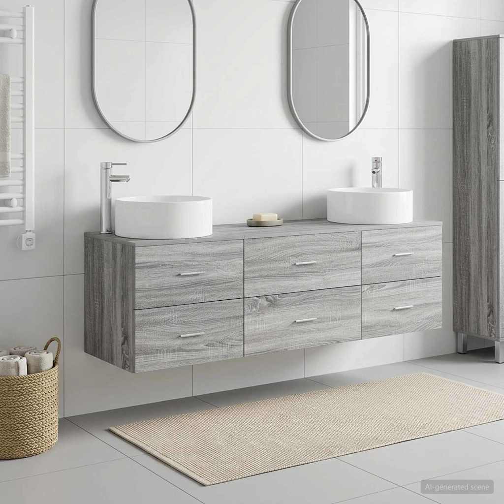 Badezimmermöbel-Set 3 stk. Grau Sonoma 49,5 x 44,5 x 65,5 cm