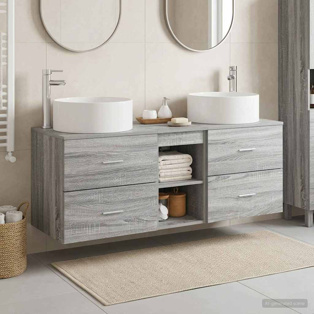Badezimmermöbel-Set 3 stk. Grau Sonoma 49,5 x 44,5 x 65,5 cm