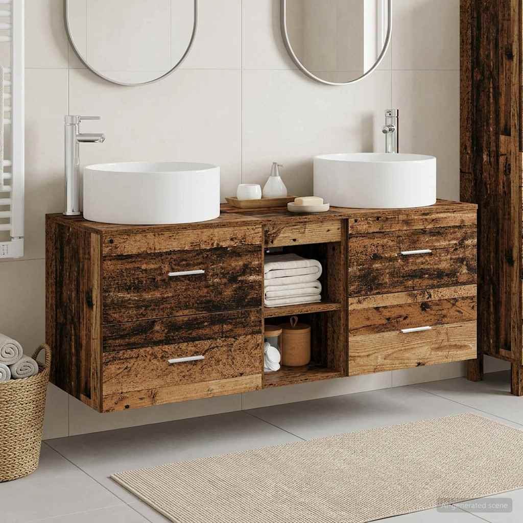 Badezimmermöbel-Set 3 stk. Altholz 49,5 x 44,5 x 65,5 cm