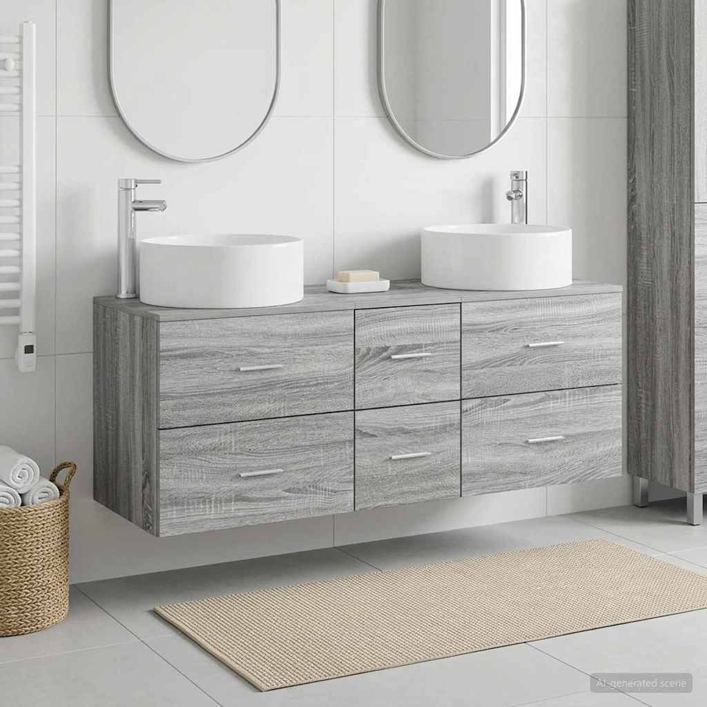 Badezimmermöbel-Set 3 stk. Grau Sonoma 49,5 x 44,5 x 65,5 cm