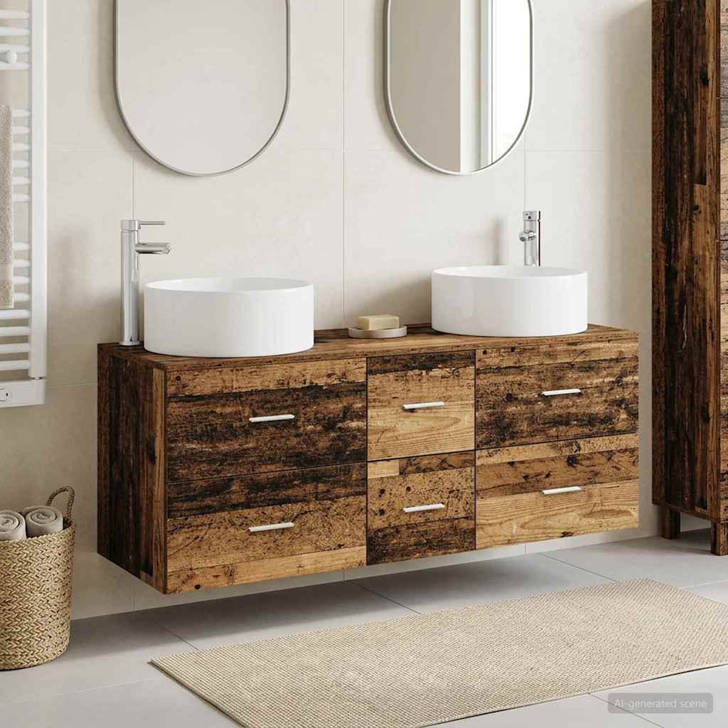 Badezimmermöbel-Set 3 stk. Altholz 49,5 x 44,5 x 65,5 cm