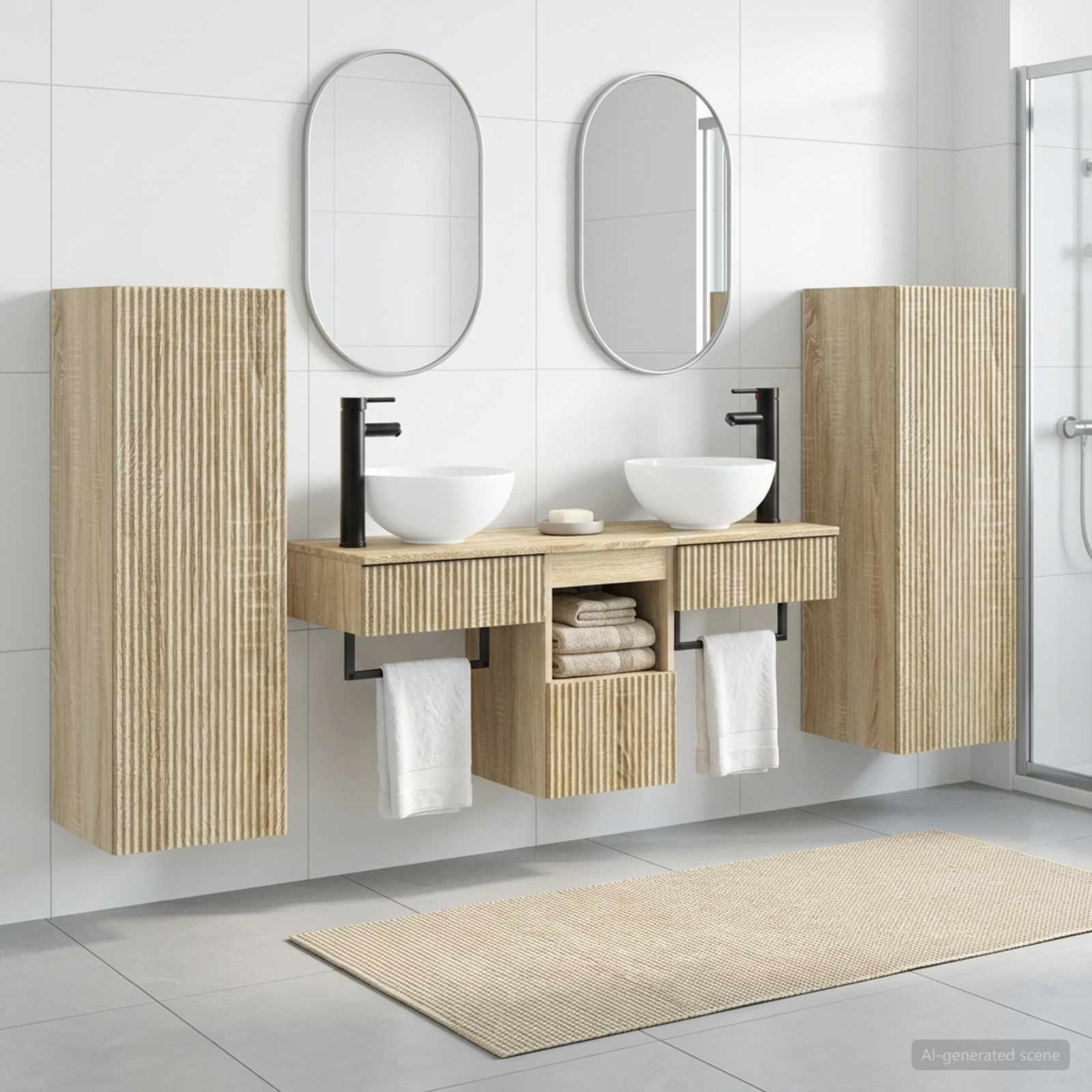 Badezimmermöbel-Set 5 stk. Sonoma-Eiche 33 x 34,5 x 100 cm