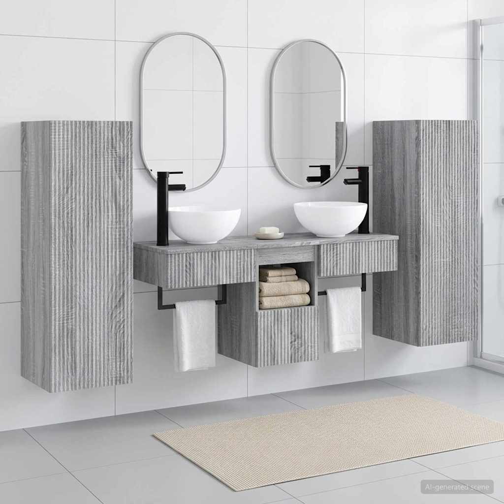 Badezimmermöbel-Set 5 stk. Grau Sonoma 33 x 34,5 x 100 cm