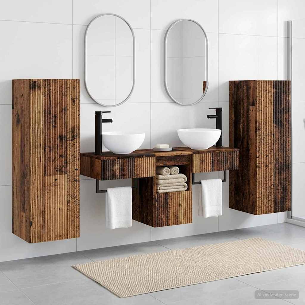 Badezimmermöbel-Set 5 stk. Altholz 33 x 34,5 x 100 cm