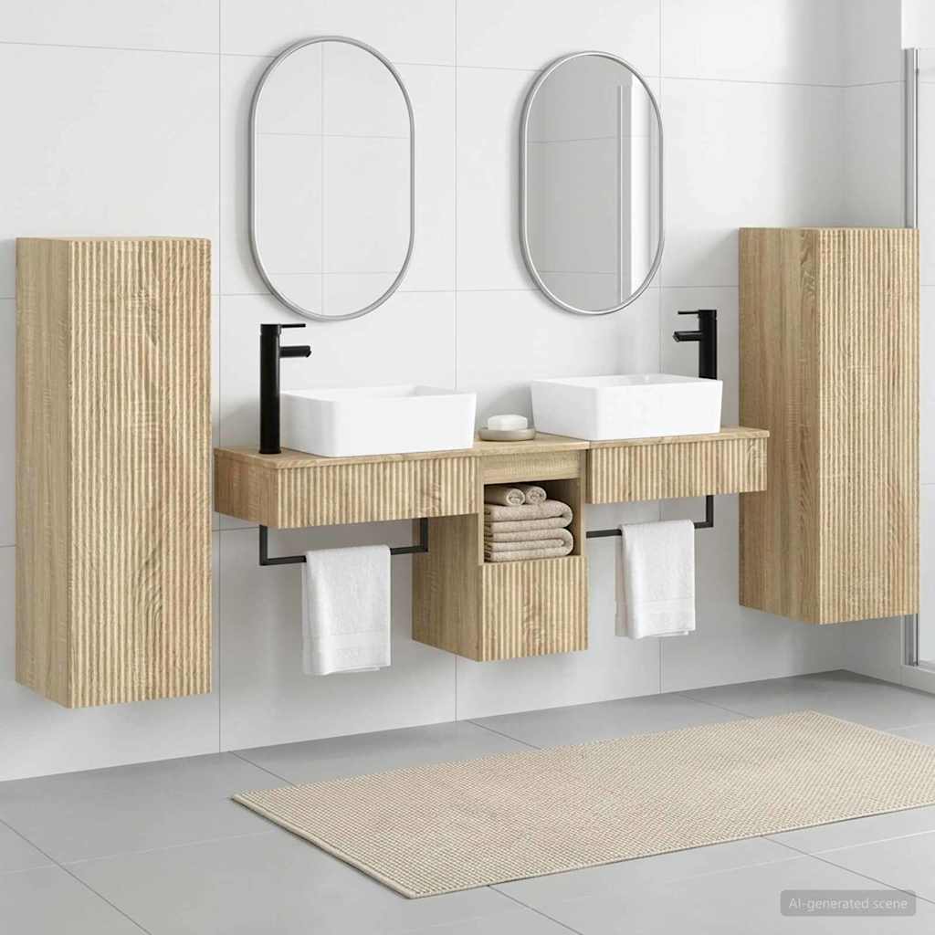 Badezimmermöbel-Set 5 stk. Sonoma-Eiche 33 x 34,5 x 100 cm