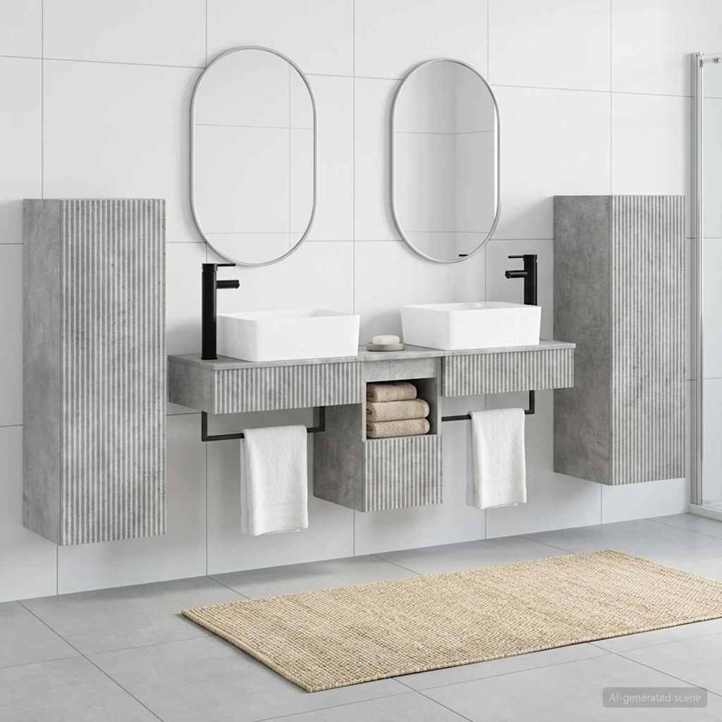 Badezimmermöbel-Set 5 stk. Betongrau 33 x 34,5 x 100 cm