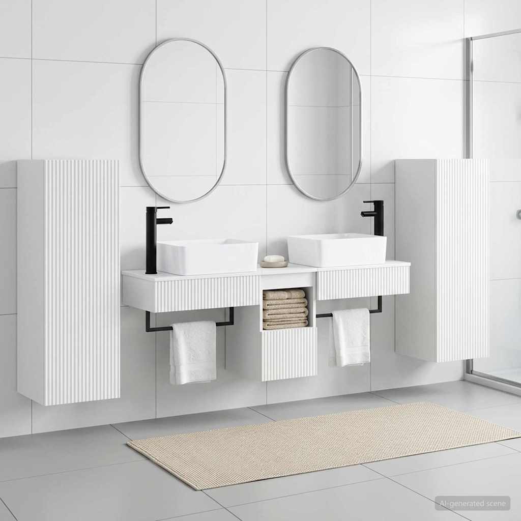 Badezimmermöbel-Set 5 stk. Hochglanz Weiß 33 x 34,5 x 100 cm