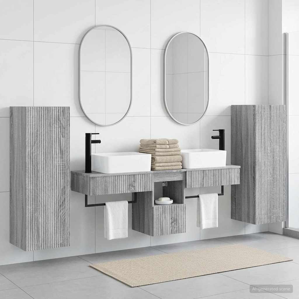 Badezimmermöbel-Set 5 stk. Grau Sonoma 33 x 34,5 x 100 cm