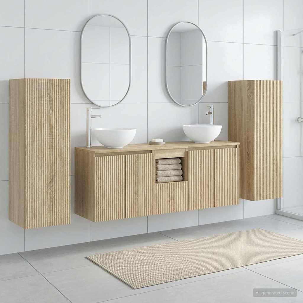 Badezimmermöbel-Set 5 stk. Sonoma-Eiche 33 x 34,5 x 100 cm