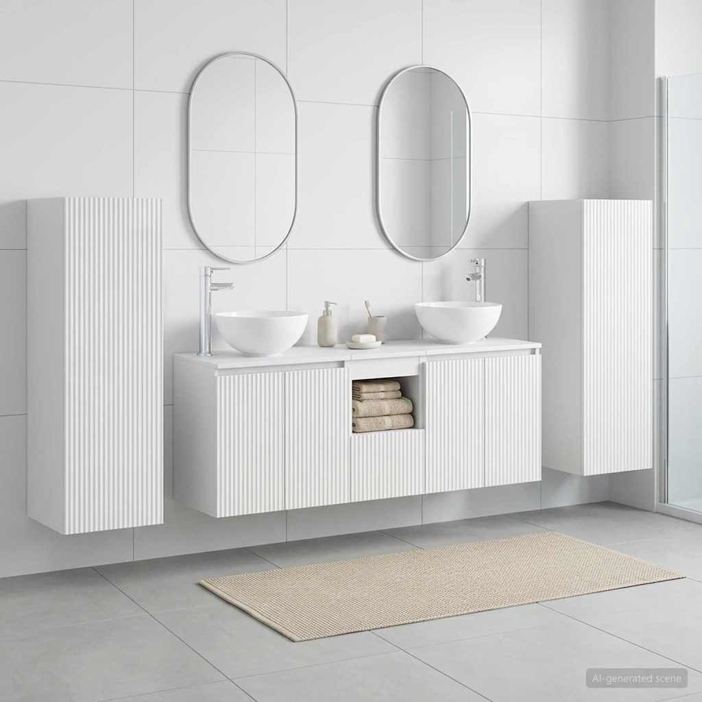 Badezimmermöbel-Set 5 stk. Hochglanz Weiß 33 x 34,5 x 100 cm